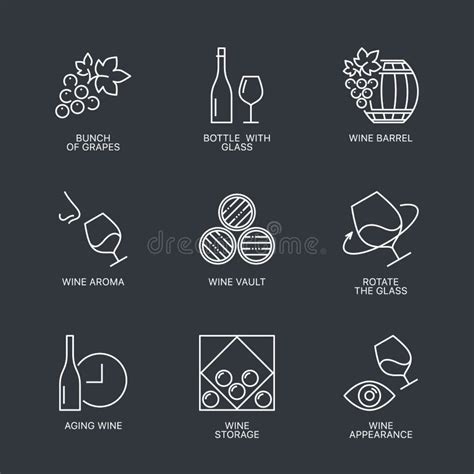 Wine Icons Set Stock Vector Illustration Of French Cellar 66468475