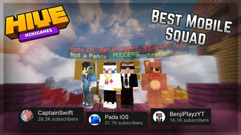 Best Mobile Squad In Hive Skywars Vs Hunters Minecraft Manhunt