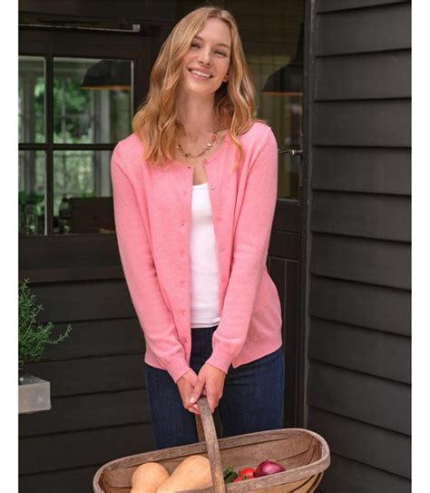 Sugar Pink Cashmere Merino Crew Neck Cardigan Woolovers Uk