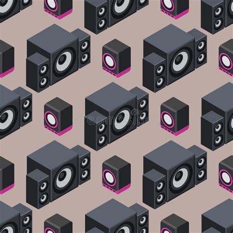 Home Isometric Sound System Stereo Acoustic 3d Vector Seamless Pattern