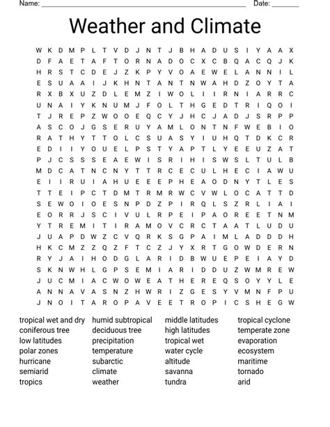 Weather And Climate Word Search Wordmint