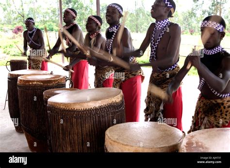 Traditional Intore Drummers And Dancers In Rwanda Central Africa Stock