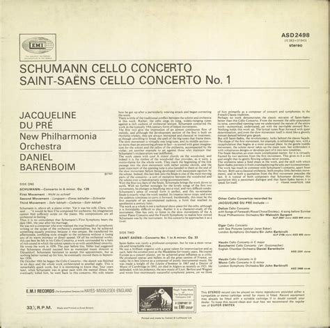 Jacqueline Du Pré And Daniel Barenboim Schumann Cello Concerto In A Min