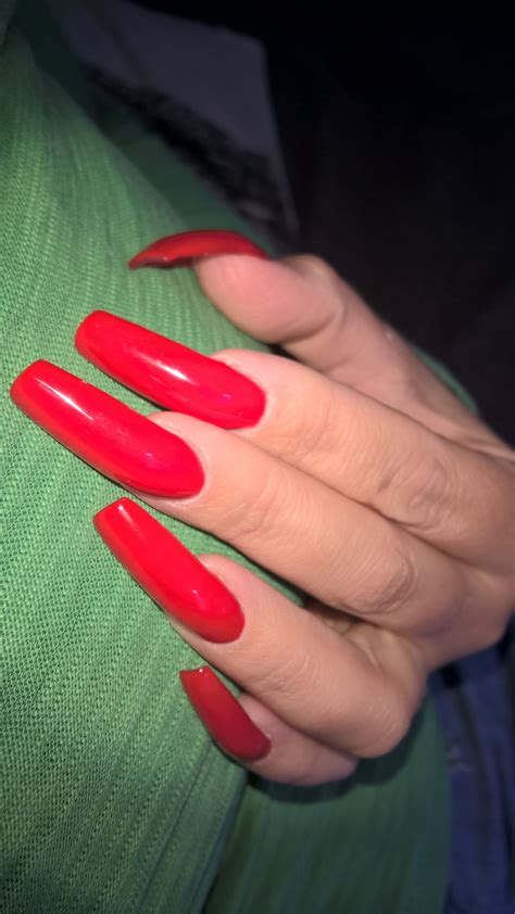 Long Red Nails Pretty Acrylic Nails Long Acrylic Nails Pretty Nails