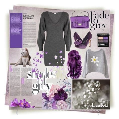 Shades of Grey with a Touch of Purple Fashion Look