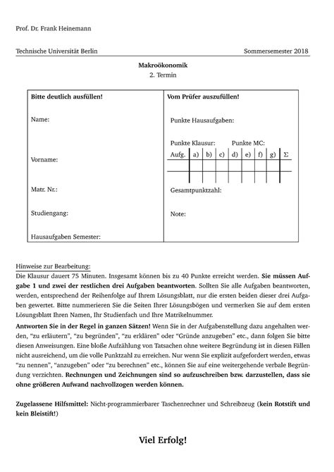 Ss Klausur Mit L Sung Prof Dr Frank Heinemann Technische