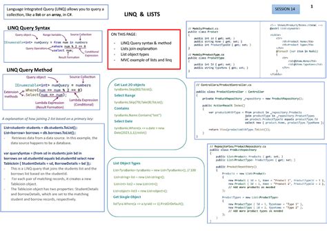 Cheat Sheet 2 Semester Test 2 Linq Query Syntax Linq Query Method A