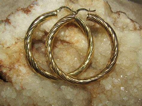 Vintage Jacmel Jcm Kt Yellow Gold Hoop Earrings Etsy