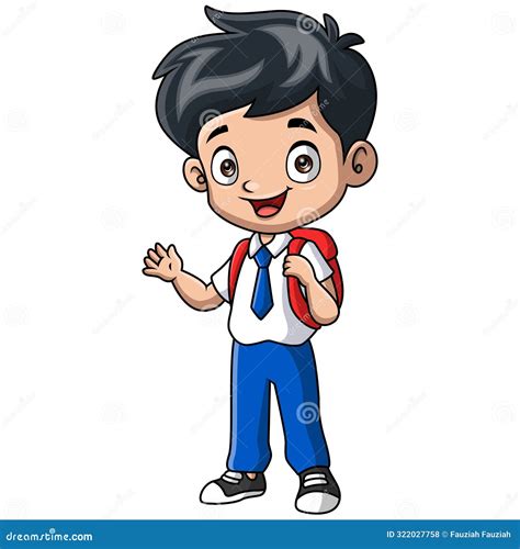 Cute Happy School Boy Cartoon Stock Vector Illustration Of Elementary