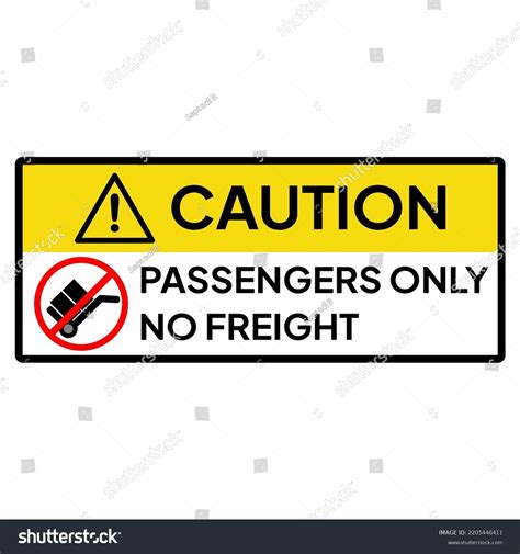 Warning Sign Label Industrial Caution Passengers Stock Vector (Royalty
