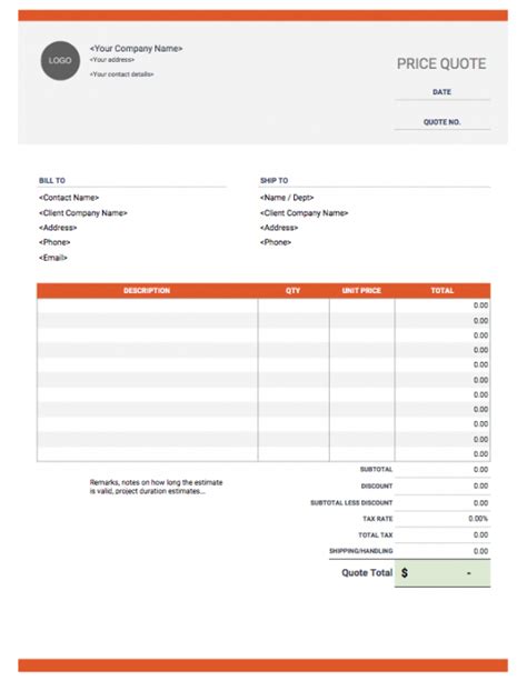 Auto Parts Quotation Template Excel Example Emetonlineblog