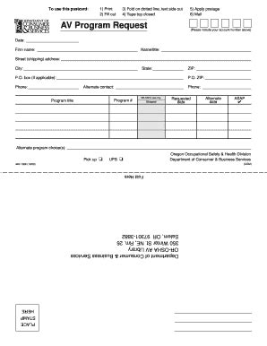 Fillable Online Cbs State Or Form Audio Visual Order Form Or Osha