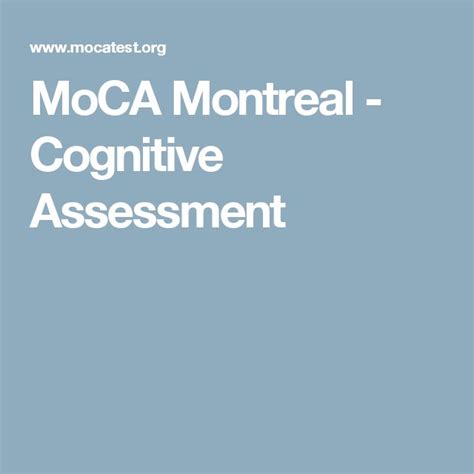 Moca Montreal Cognitive Assessment Cognitive Assessment Moca