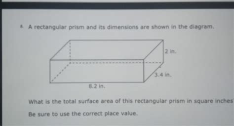 Solved A Rectangular Prism And Its Dimensions Are Shown In The Diagram