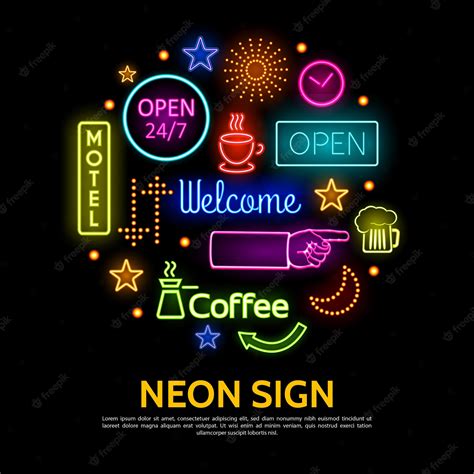 Premium Vector | Shiny neon signs template