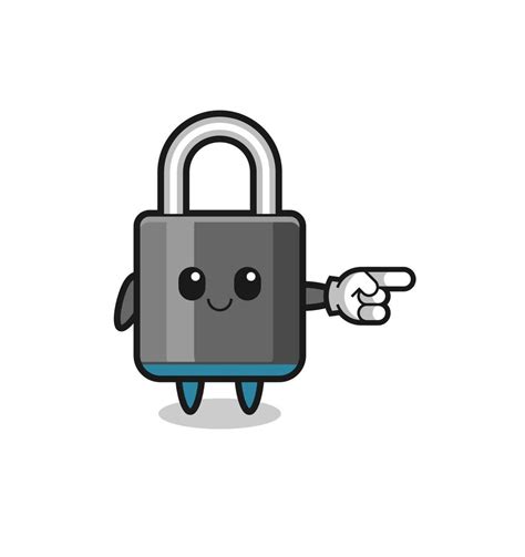 Padlock Mascot With Pointing Right Gesture 5030629 Vector Art At Vecteezy