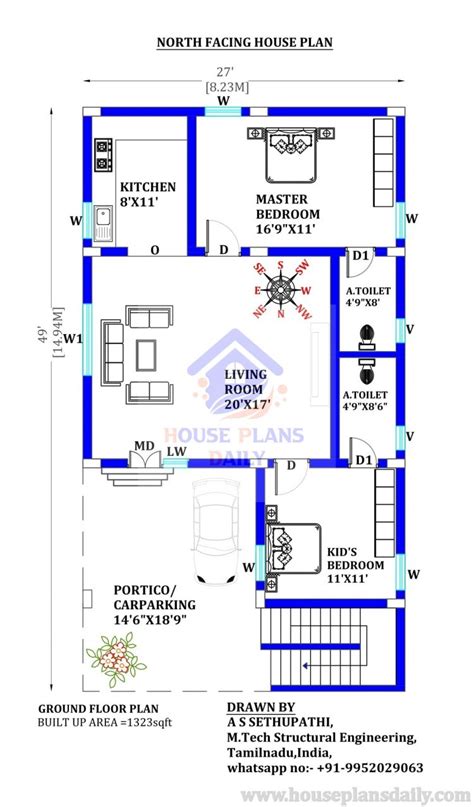 North Facing House Plan And Elevation Bhk House Plan House