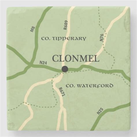 Clonmel County Tipperary Ireland Road Map Stone Coaster | Zazzle