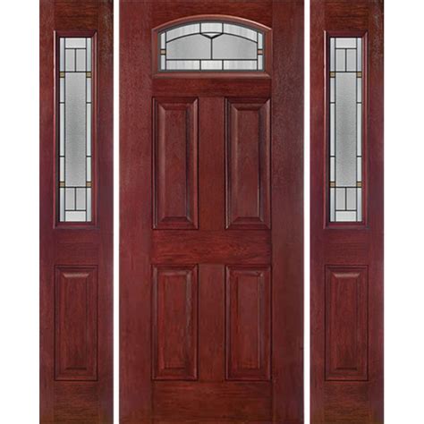 ESWDA 54x80 Exterior Cherry Camber Top Single Entry Door Sidelights TP