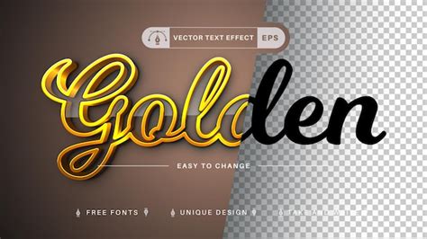 Estilo De Fuente De Efecto De Texto Editable Dorado Vector Premium