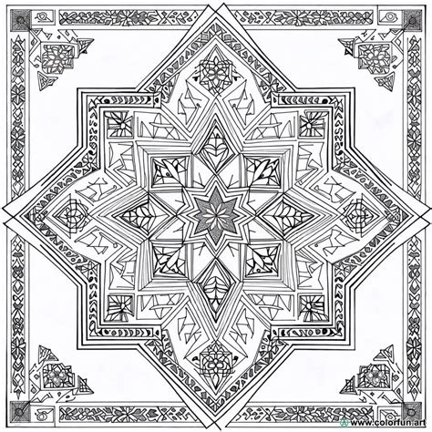 islamic geometric patterns coloring page   print