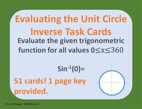 51 Task Cards Based On The Unit Circle And Inverse Trigonometry