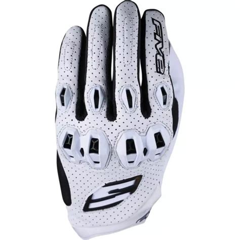 Gants Five Stunt Evo2 Leather Blanc Gants Moto Été