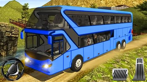 Uphill Off Road Bus Driving Simulator Green School Bus Driving