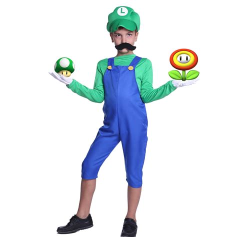 Super Mario Luigi Klempner Kostuem Mit Muetze Set Karneval Fasching