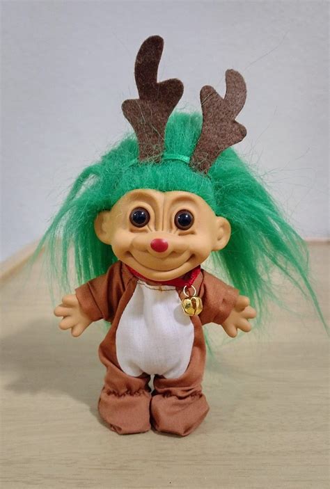 Vintage Russ Reindeer Troll Doll Christmas Green Hair Etsy