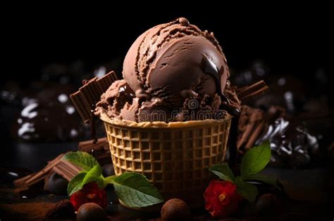 Luxurious Dark Chocolate Truffle Ice Cream Stock Illustration Illustration Of Cake Dessert