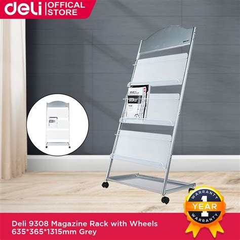 Deli Magazine Rack With Wheels 635 365 1315mm Grey 9308 Lazada PH