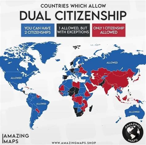 Countries That Allow Dual Citizenship [psa Source Amazingmaps] R