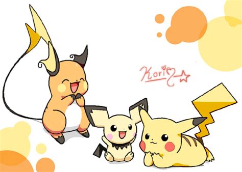 Pichu, Pikachu and Raichu by KoriArredondo on DeviantArt