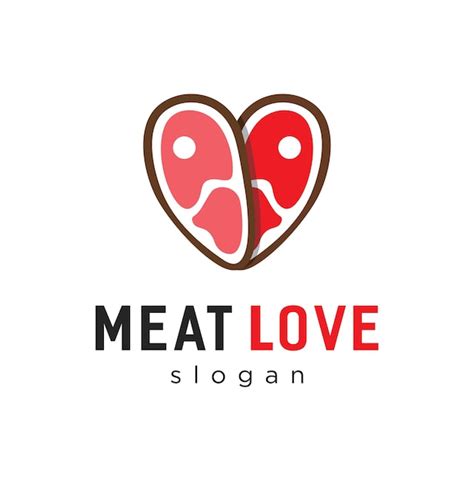 Premium Vector Heart Shaped Pieced Of Fresh Meat Steak Logo Design