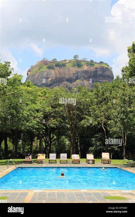 Swimming pool view to Rock Palace at Hotel Sigiriya, Sigiriya, Central ...