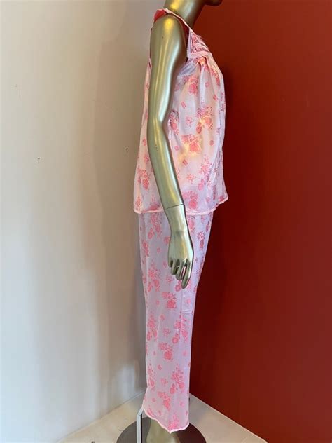 S Pink Asian Print Lingerie Set Gem