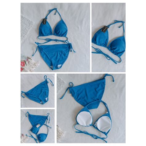 Jual BK 3301 R WARNA BIRU BIKINI PANTAi SEGITIGA IKAT DENGAN BUSA