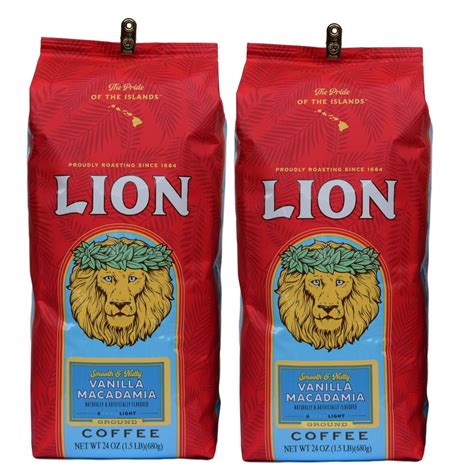 Amazon Lion Coffee Vanilla Macadamia Flavor Light Roast Ground