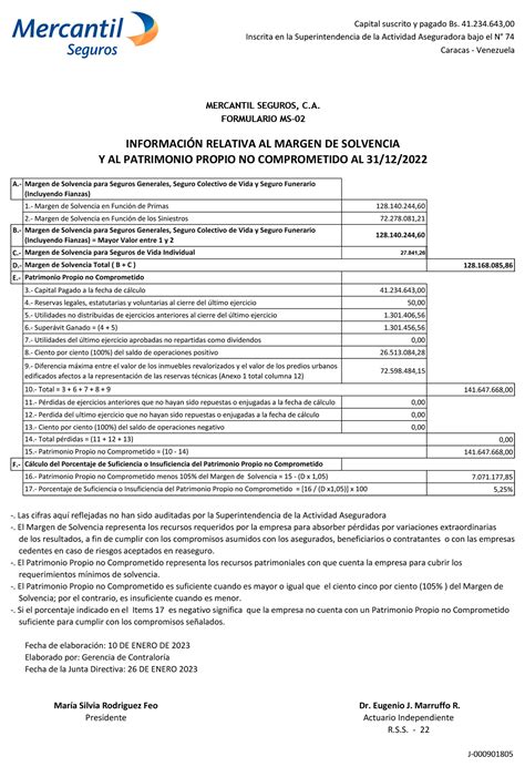 Margen De Solvencia Mercantil Seguros EL NACIONAL