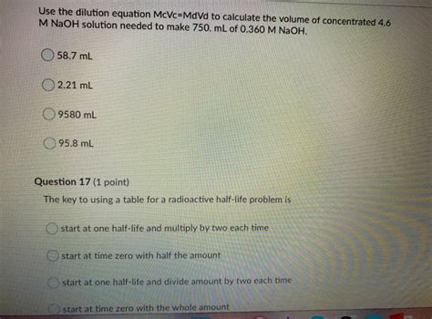 Solved Use The Dilution Equation McVc MdVd To Calculate The Chegg