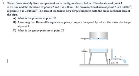 Solved Water Flows Steadily From An Open Tank As In The Chegg