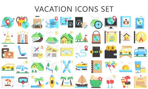 Ferien Und Reisen Mehrfarbige Icons Pack Vektor Abbildung