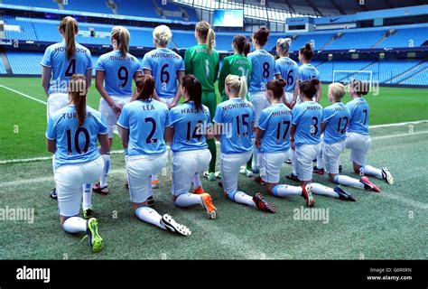 The Manchester City Womens squad during the re-launch of Manchester ...