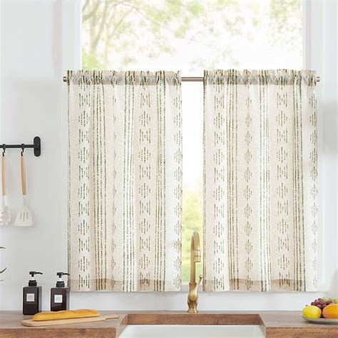 Amazon Jinchan Boho Kitchen Curtains Linen Tier Curtains Inch