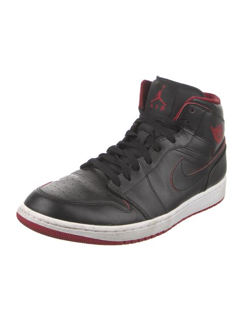 Jordan Air Jordan 1 Mid 'Black Red' Sneakers - Black Sneakers, Shoes ...