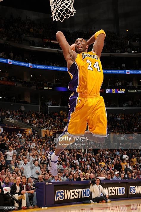 Kobe Bryant Of The Los Angeles Lakers Goes Up For A Dunk Against The