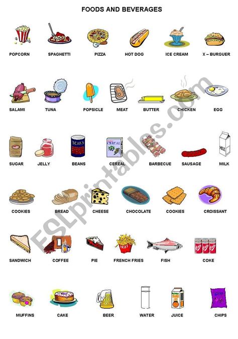 Foods And Beverages Esl Worksheet By Kelen Priscila