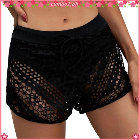 Ladymiss Women Plus Size Bottom Running Swimwear Beach High Lace Swim Shorts Beach Bikini