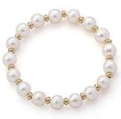 Three Rows A Grade Round White Freshwater Pearl Bridal Beaded Stretch